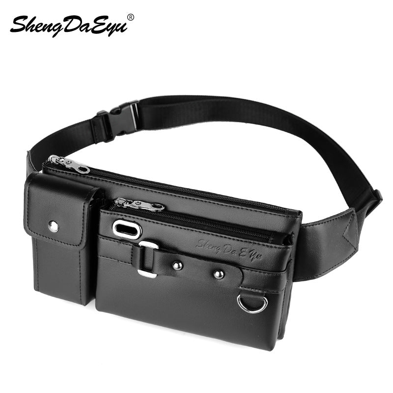 Men's Leather Korean Style Tide Head Layer Cowhide Men's Chest Bags