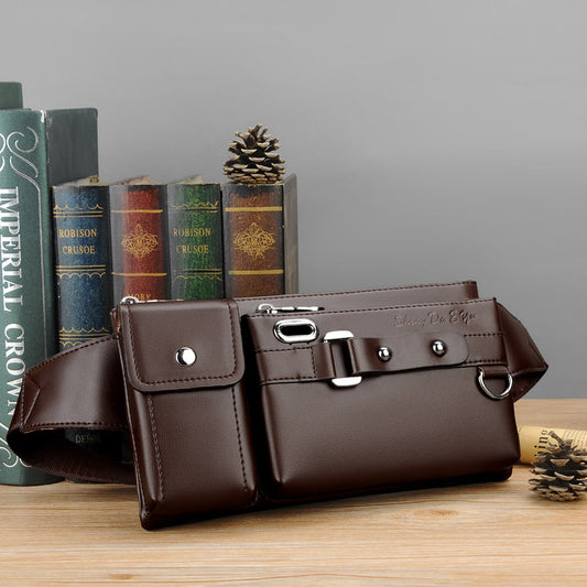 Men's Leather Korean Style Tide Head Layer Cowhide Men's Chest Bags