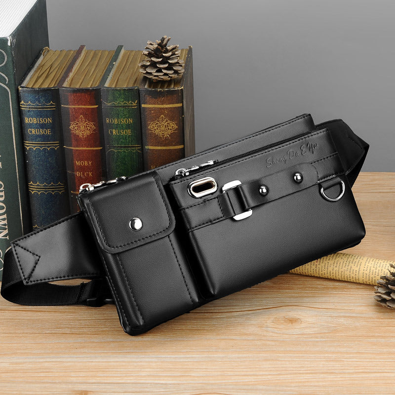 Men's Leather Korean Style Tide Head Layer Cowhide Men's Chest Bags