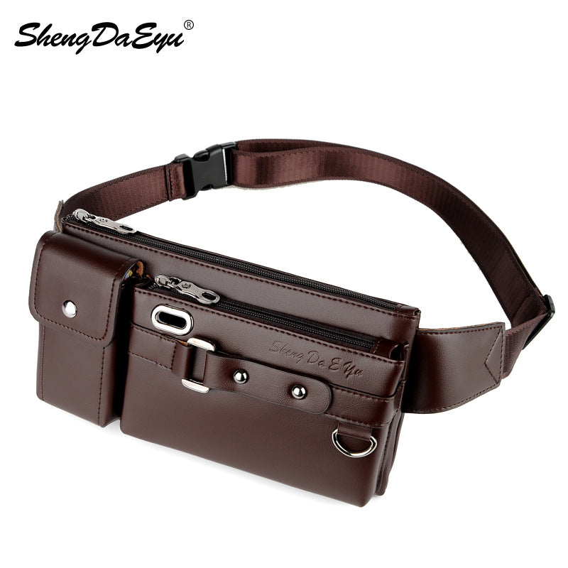 Men's Leather Korean Style Tide Head Layer Cowhide Men's Chest Bags