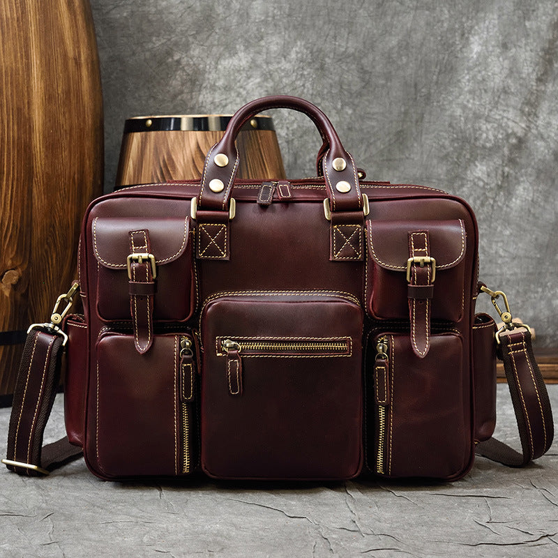 Men's Retro Business First Layer Cowhide Leather Bags