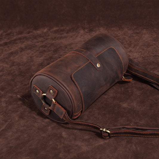 Men's Leather Vintage Genuine Cylinder First Layer Men's Messenger Bags