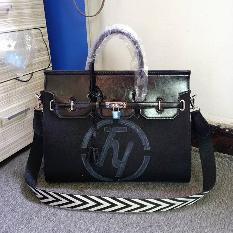 Women's Fashion Trendy Unique Letter Canvas Shoulder Bags
