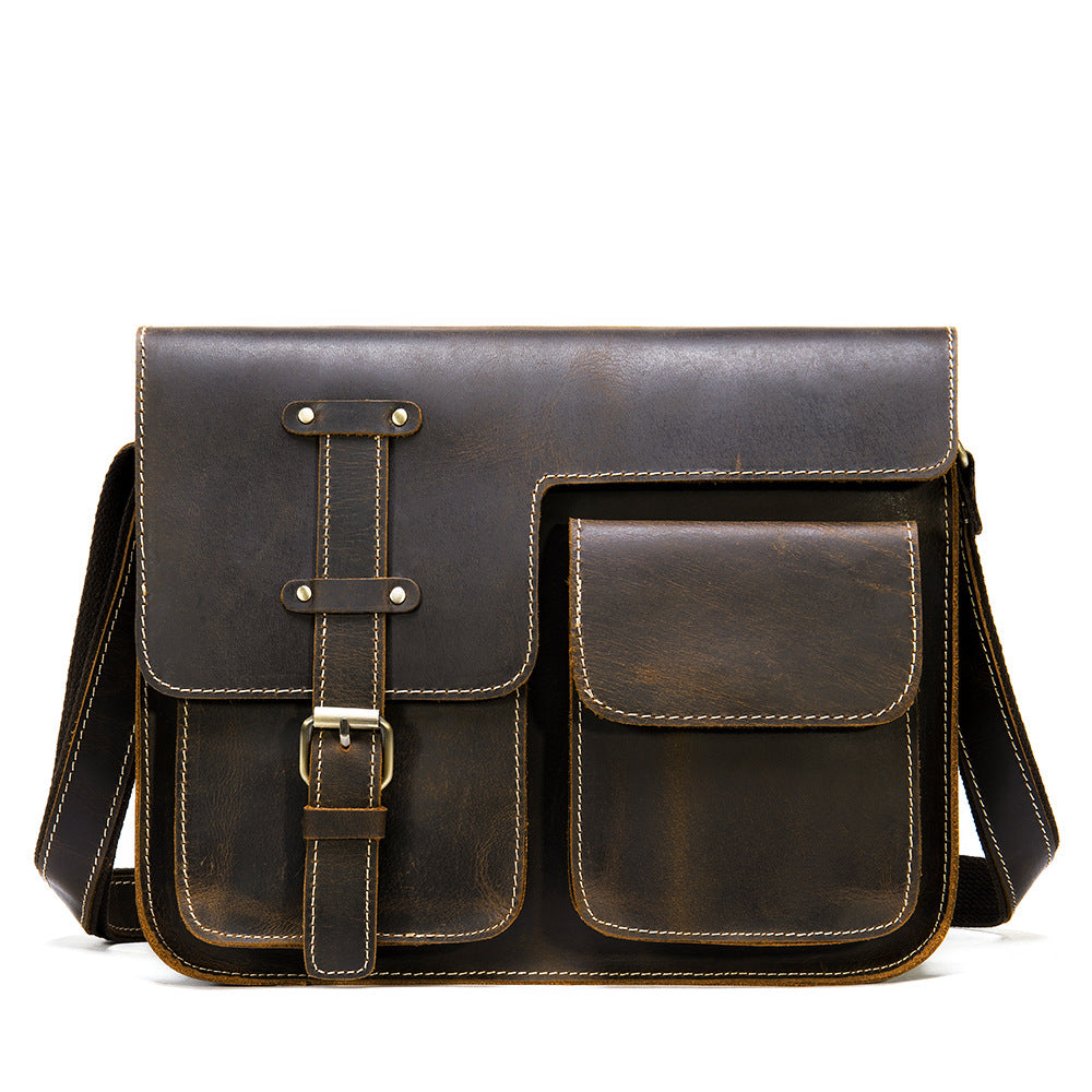 Men's Crazy Horse Leather Retro First Layer Cowhide Men's Messenger Bags