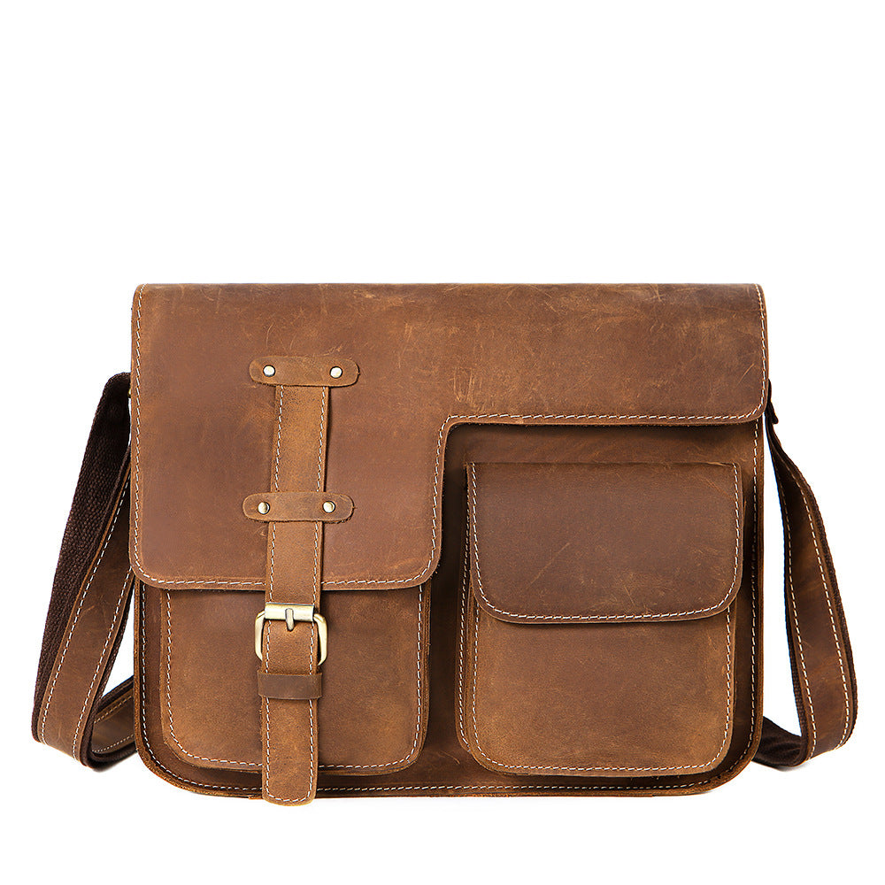 Men's Crazy Horse Leather Retro First Layer Cowhide Men's Messenger Bags
