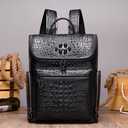 Men's Pattern For Business First Layer Leather Backpacks