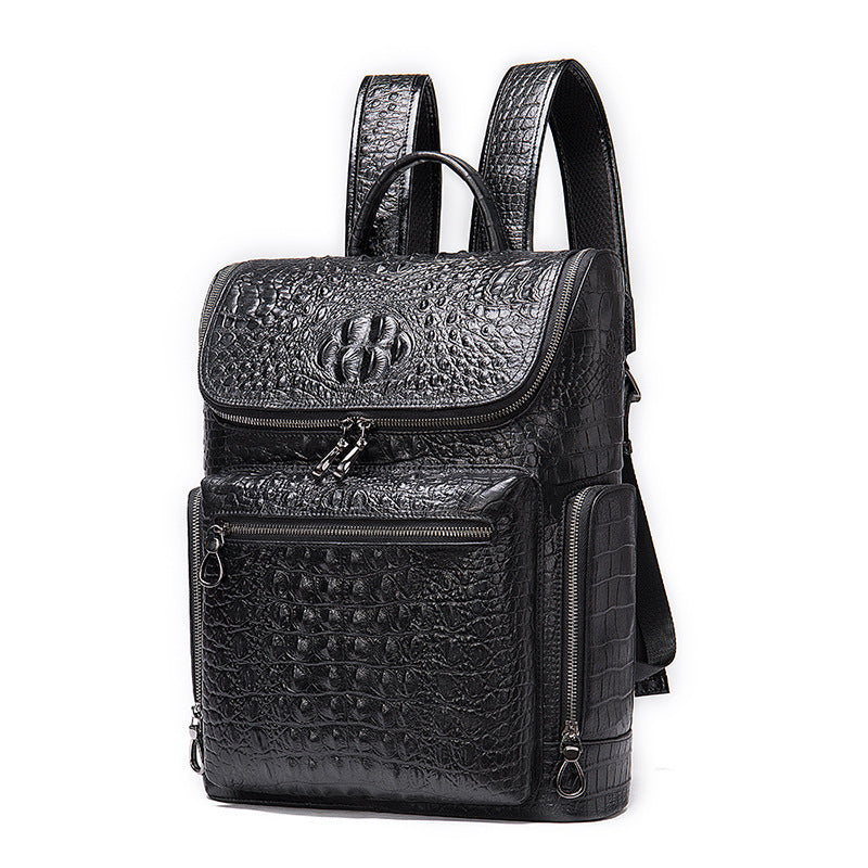 Men's Pattern For Business First Layer Leather Backpacks