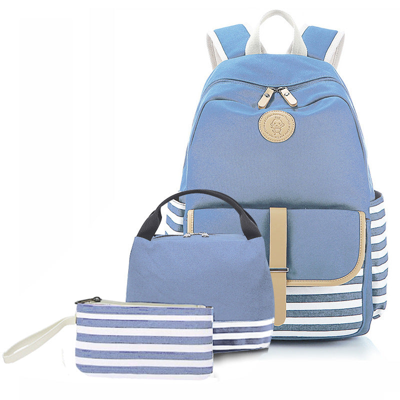 Women's Canvas Three-piece Leisure Thermal Insulated Lunch Backpacks