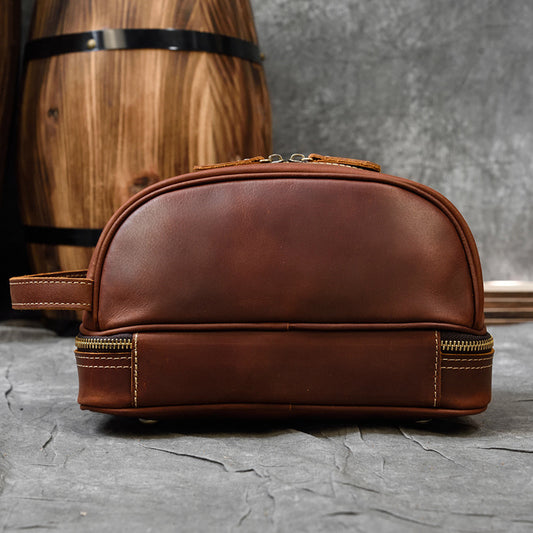 Men's Clutch Crazy Horse Toiletry Neutral Cowhide Men's Handbags