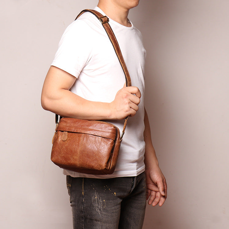 Women's & Men's & Retro Fashion First Layer Cowhide Men's Shoulder Bags