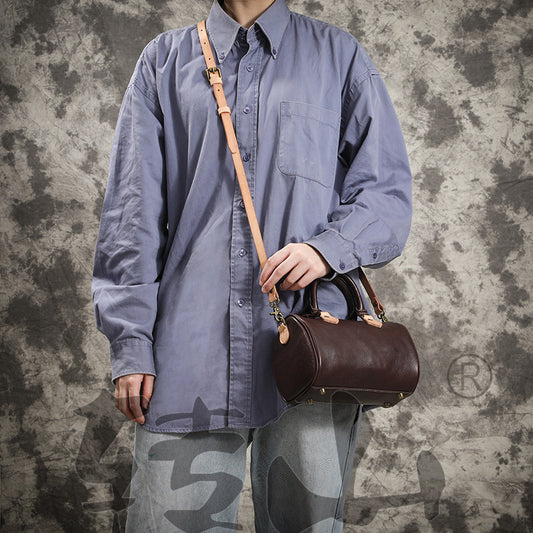 Women's Handmade First Layer Cowhide Boston Portable Bags