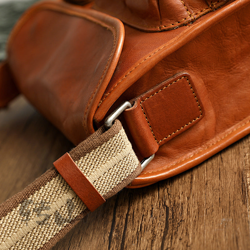 Men's Retro Washed Genuine Leather Motorcycle Men's Briefcases