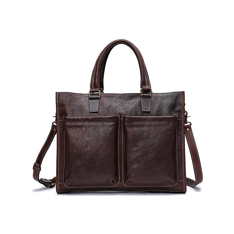 Men's Retro Hand-rub Color Cowhide Business Portable Men's Briefcases