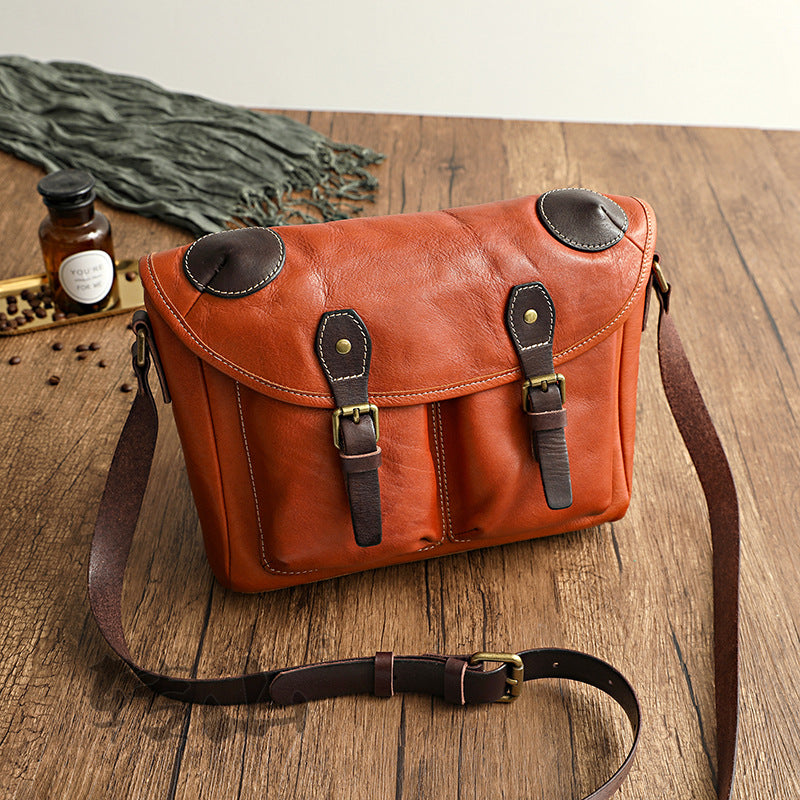 Women's & Men's & Turn Mountain Handmade Vegetable Tanned Men's Messenger Bags