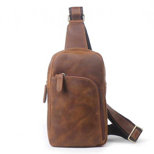 Women's & Men's & Vintage Leather Crazy Horse Large Men's Chest Bags