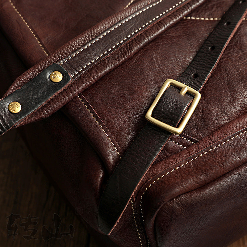 Genuine Leather Large Capacity Washed Vintage Backpacks
