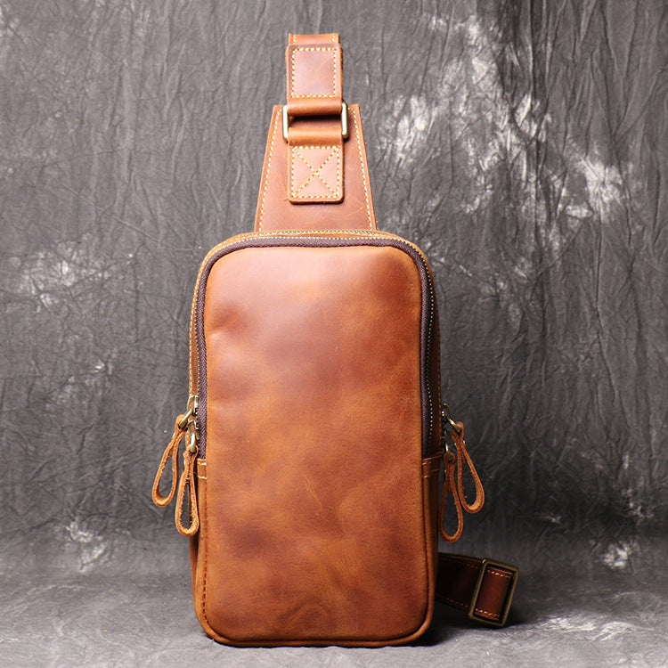 Women's & Men's & Vintage Leather Cowhide Close-fitting Crazy Bags