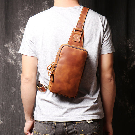 Women's & Men's & Vintage Leather Cowhide Close-fitting Crazy Bags