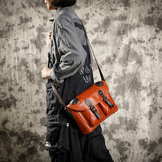 Women's & Men's & Turn Mountain Handmade Vegetable Tanned Men's Messenger Bags
