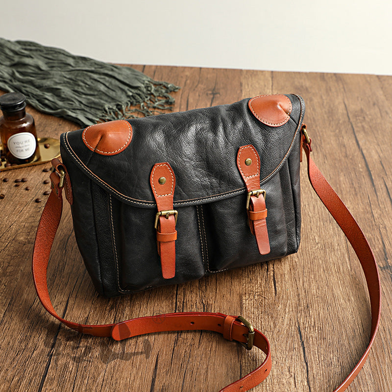 Women's & Men's & Turn Mountain Handmade Vegetable Tanned Men's Messenger Bags