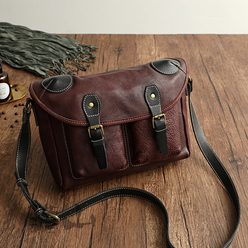 Women's & Men's & Turn Mountain Handmade Vegetable Tanned Men's Messenger Bags
