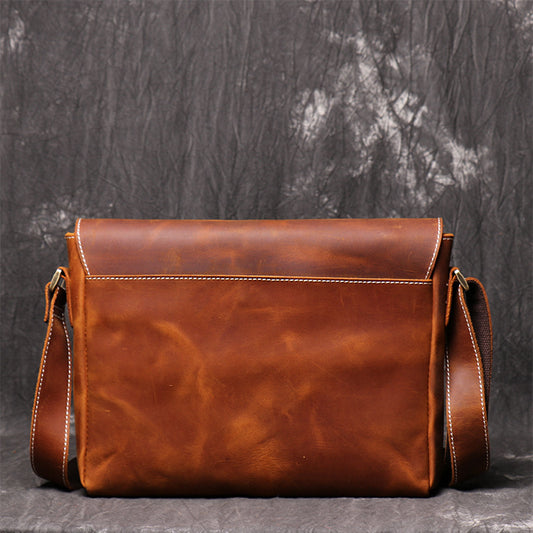 Women's & Men's & Vintage Leather Handmade Cowhide Crazy Men's Messenger Bags