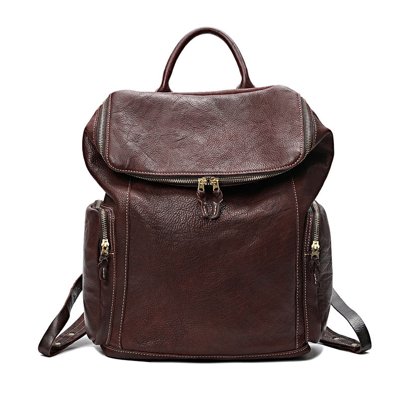 Genuine Leather Large Capacity Washed Vintage Backpacks