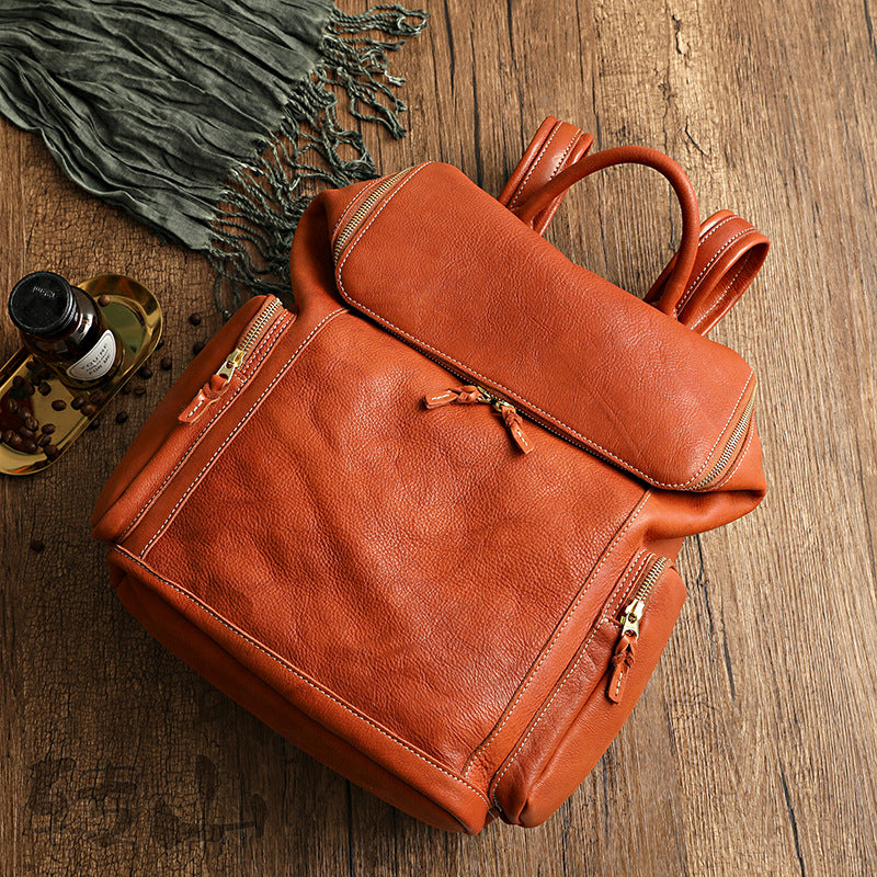 Genuine Leather Large Capacity Washed Vintage Backpacks