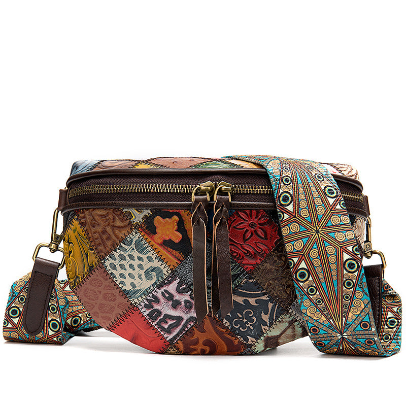 Women's Classic Stitching First Layer Cowhide Artistic Shoulder Bags