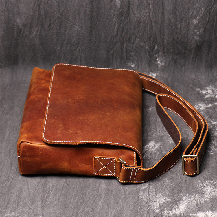 Women's & Men's & Vintage Leather Handmade Cowhide Crazy Men's Messenger Bags