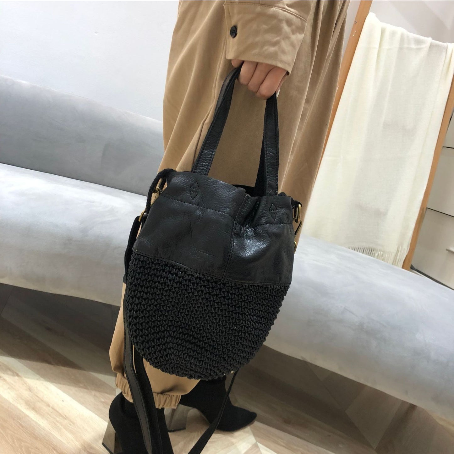 Women's Style First Layer Cowhide Wax Rope Bags