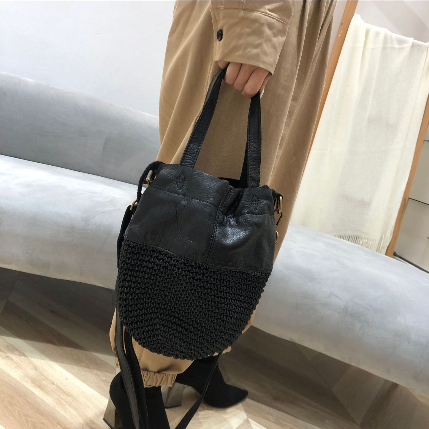 Women's Style First Layer Cowhide Wax Rope Bags