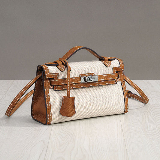 Women's Genuine Leather Kelly Fashion Mini Canvas Crossbody Bags