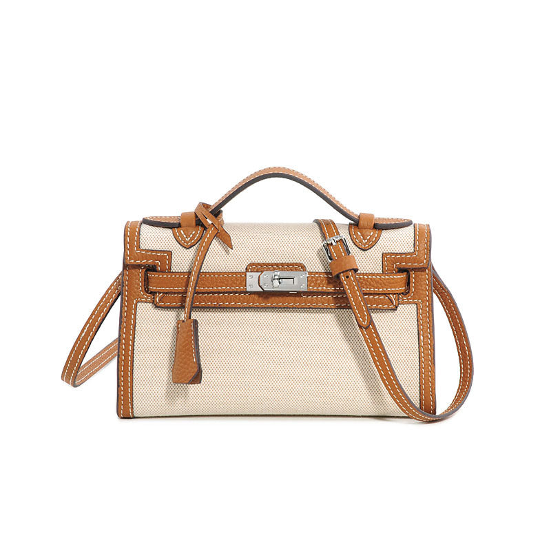 Women's Genuine Leather Kelly Fashion Mini Canvas Crossbody Bags