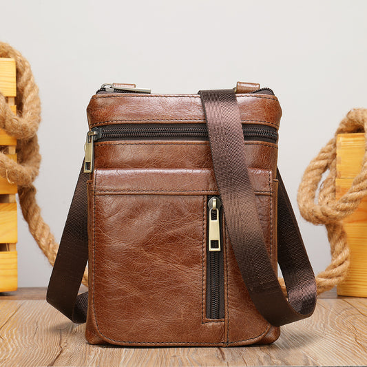 Men's Comfortable Mobile Cowhide Leather Genuine Men's Shoulder Bags