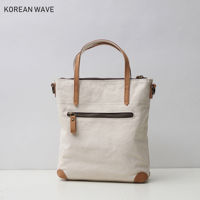 Women's Korean Style Canvas Mori Solid Color Hand Holding Fairy Bags