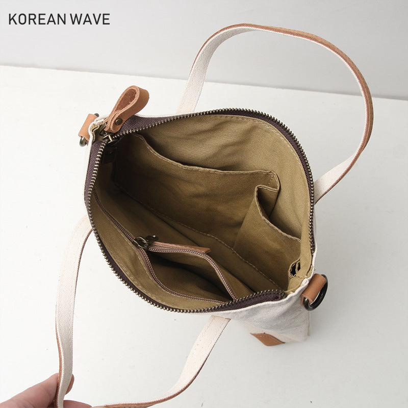 Women's Korean Style Canvas Mori Solid Color Hand Holding Fairy Bags