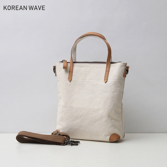 Women's Korean Style Canvas Mori Solid Color Hand Holding Fairy Bags
