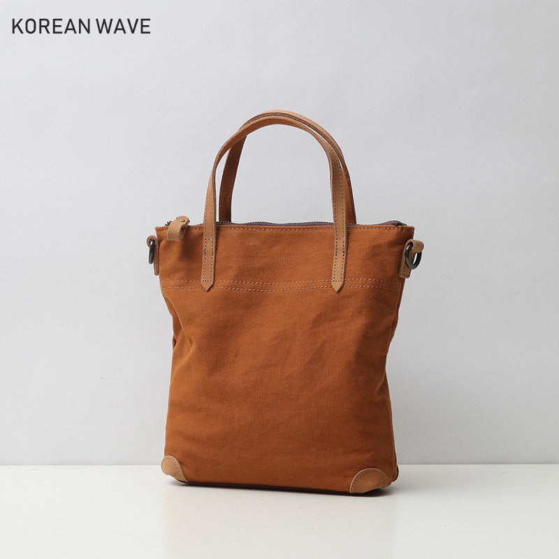 Women's Korean Style Canvas Mori Solid Color Hand Holding Fairy Bags