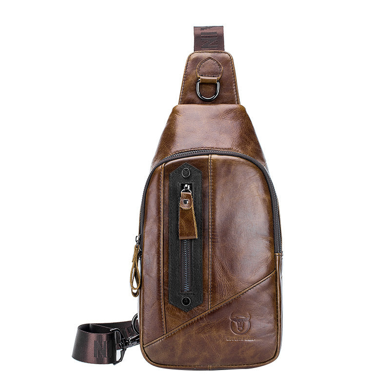 Men's Genuine One First Layer Cowhide Trendy Soft Slim Men's Chest Bags