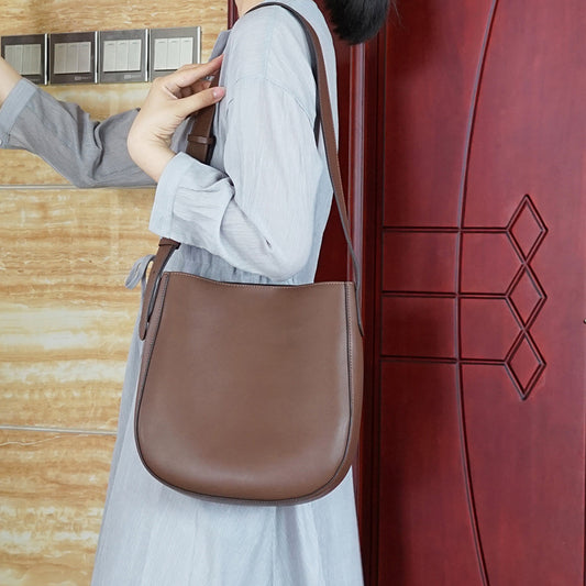 Women's Genuine Leather Big Trendy Simple Crossbody Bags
