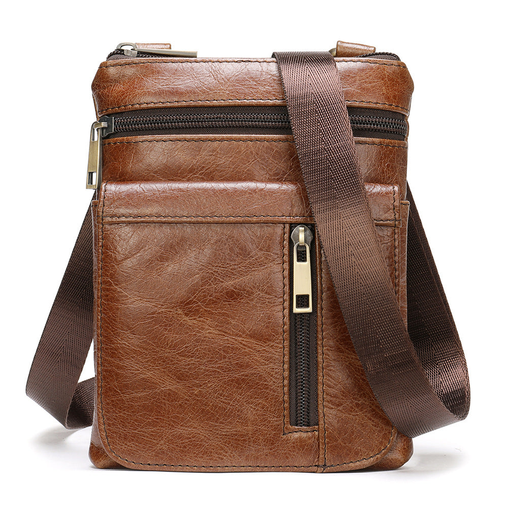 Men's Comfortable Mobile Cowhide Leather Genuine Men's Shoulder Bags