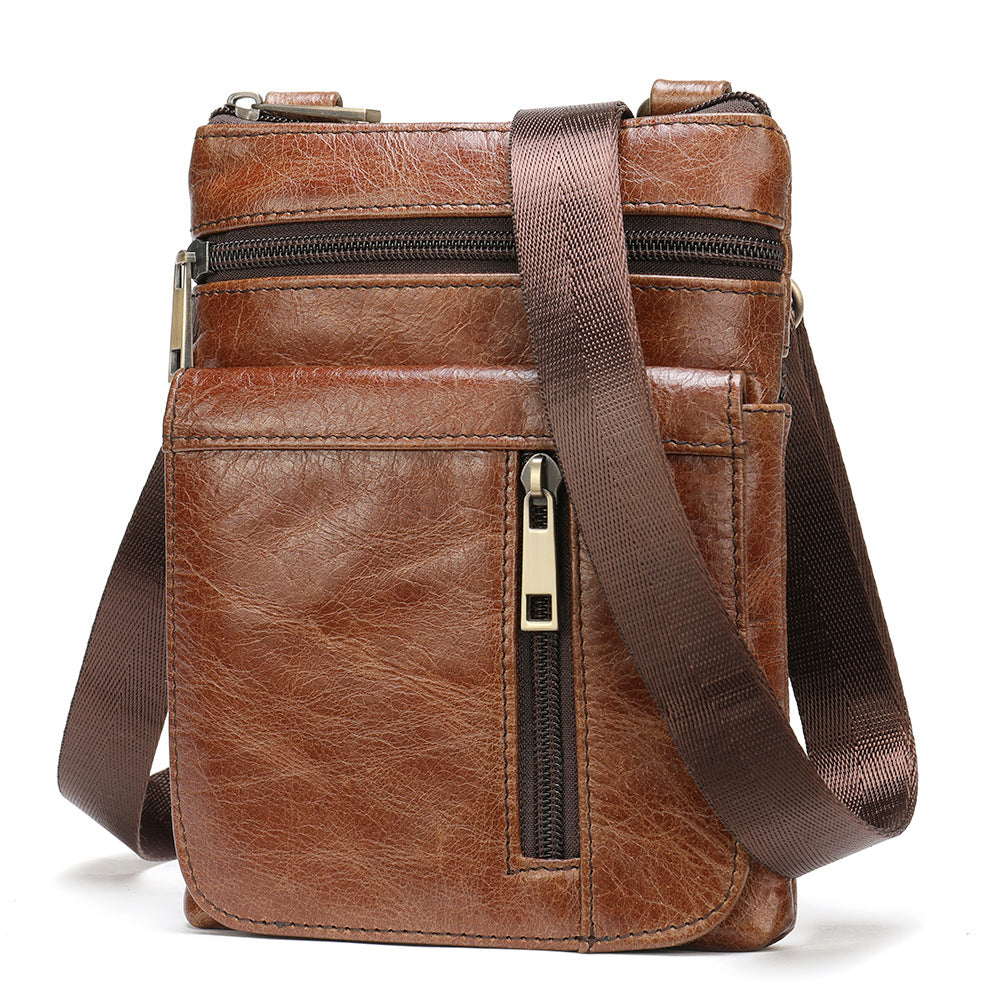 Men's Comfortable Mobile Cowhide Leather Genuine Men's Shoulder Bags
