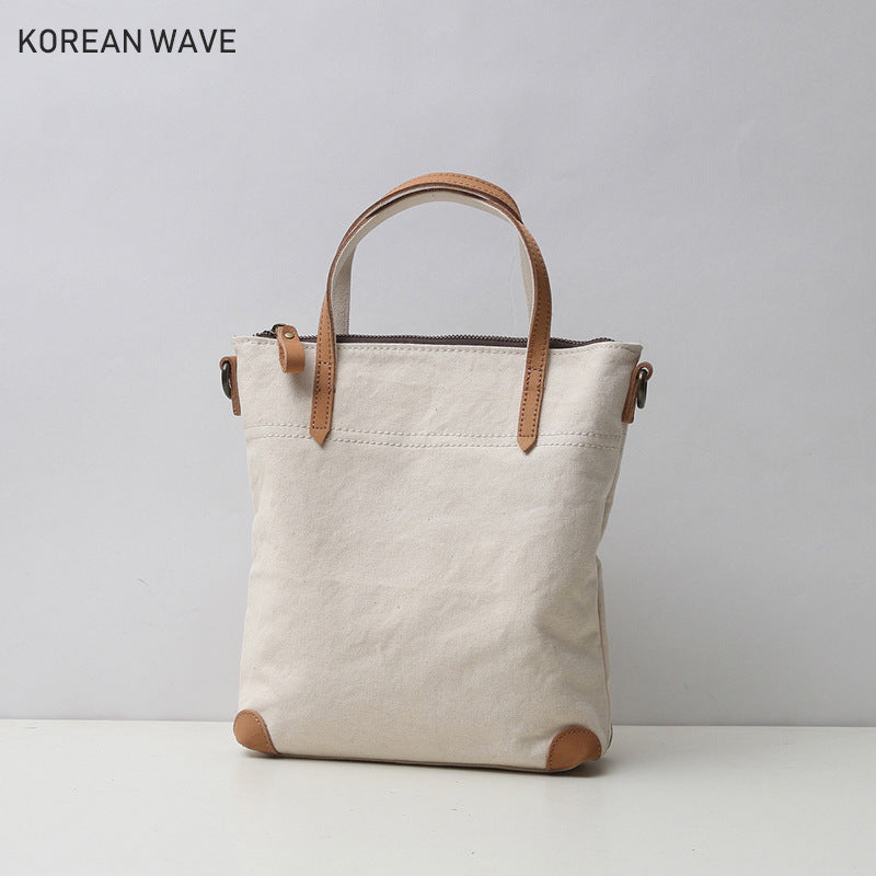 Women's Korean Style Canvas Mori Solid Color Hand Holding Fairy Bags