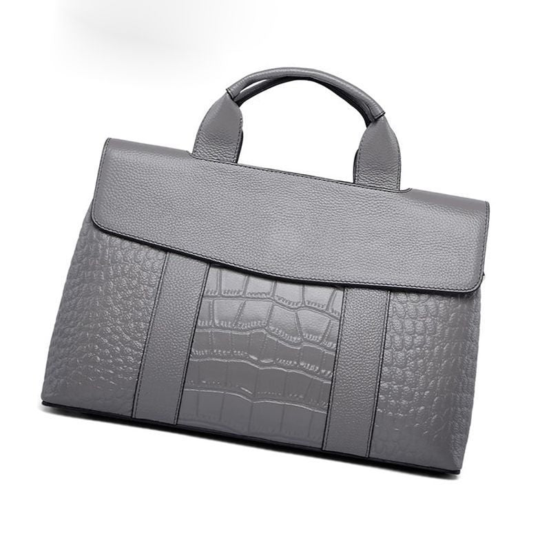 Women's Genuine Leather Alligator Print Large Capacity Handbags