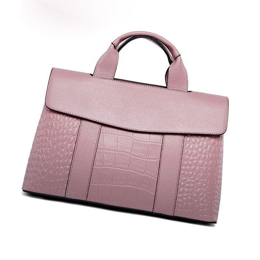 Women's Genuine Leather Alligator Print Large Capacity Handbags