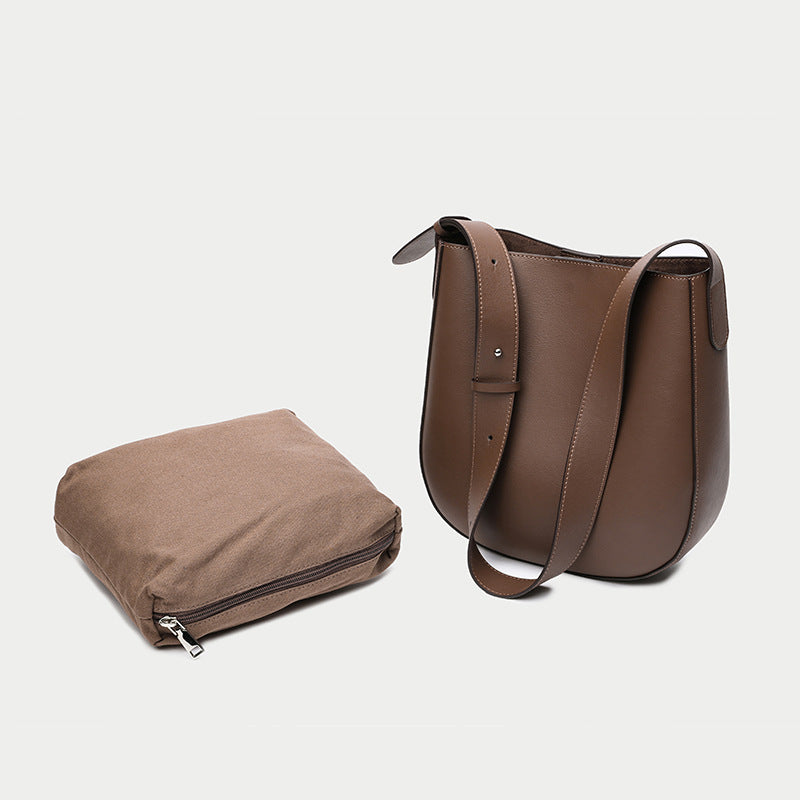 Women's Genuine Leather Big Trendy Simple Crossbody Bags