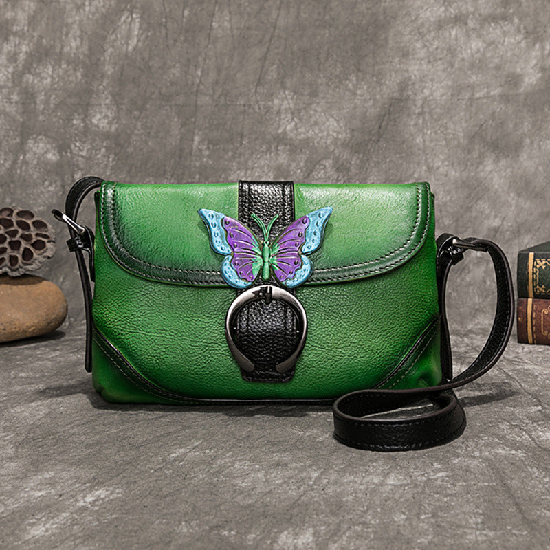 Women's Live Broadcast Top Layer Cowhide Chinese Shoulder Bags