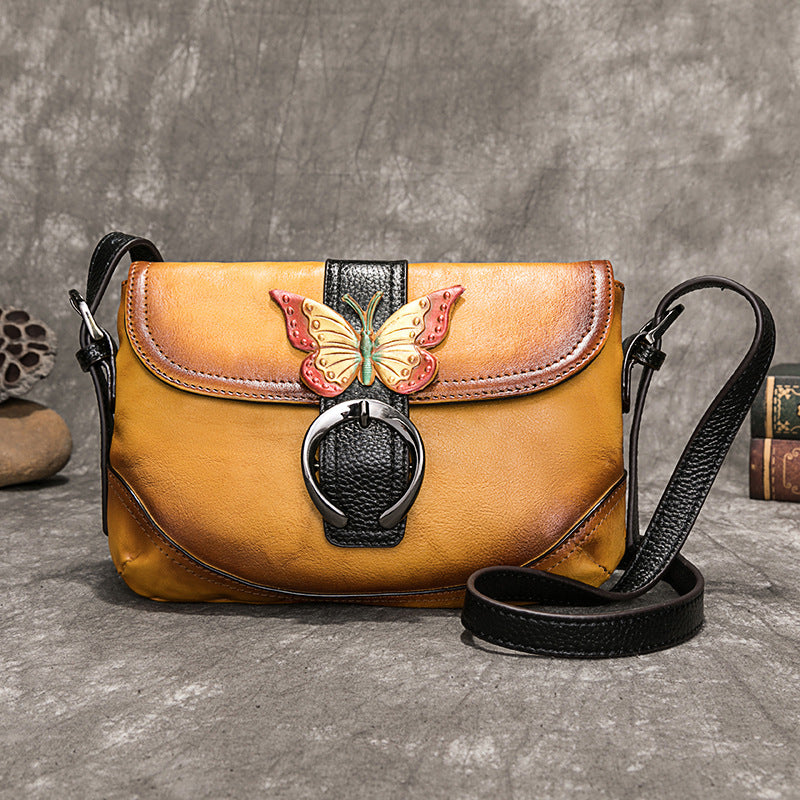 Women's Live Broadcast Top Layer Cowhide Chinese Shoulder Bags