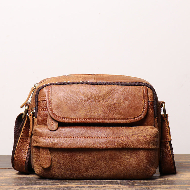Women's & Men's & Matte Leather Large Capacity Cowhide Men's Shoulder Bags